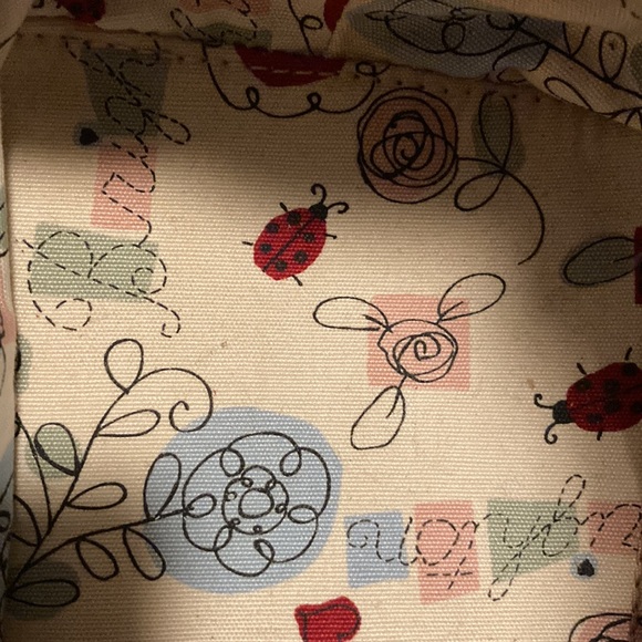 Brighton straw purse w red leather and flower details. - Picture 5 of 7